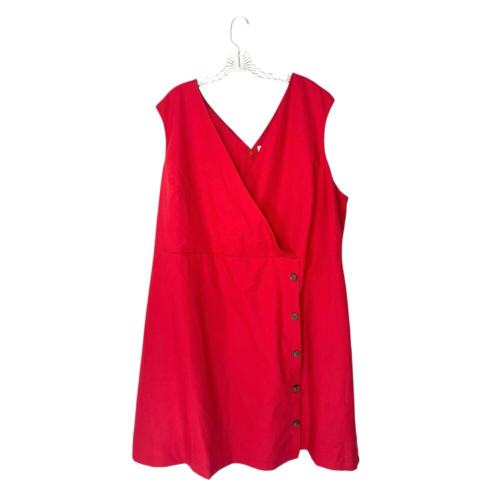 Loft‎ Plus Red Sleeveless V-Neck Classic Casual Basic Sleeveless Dress Size 22